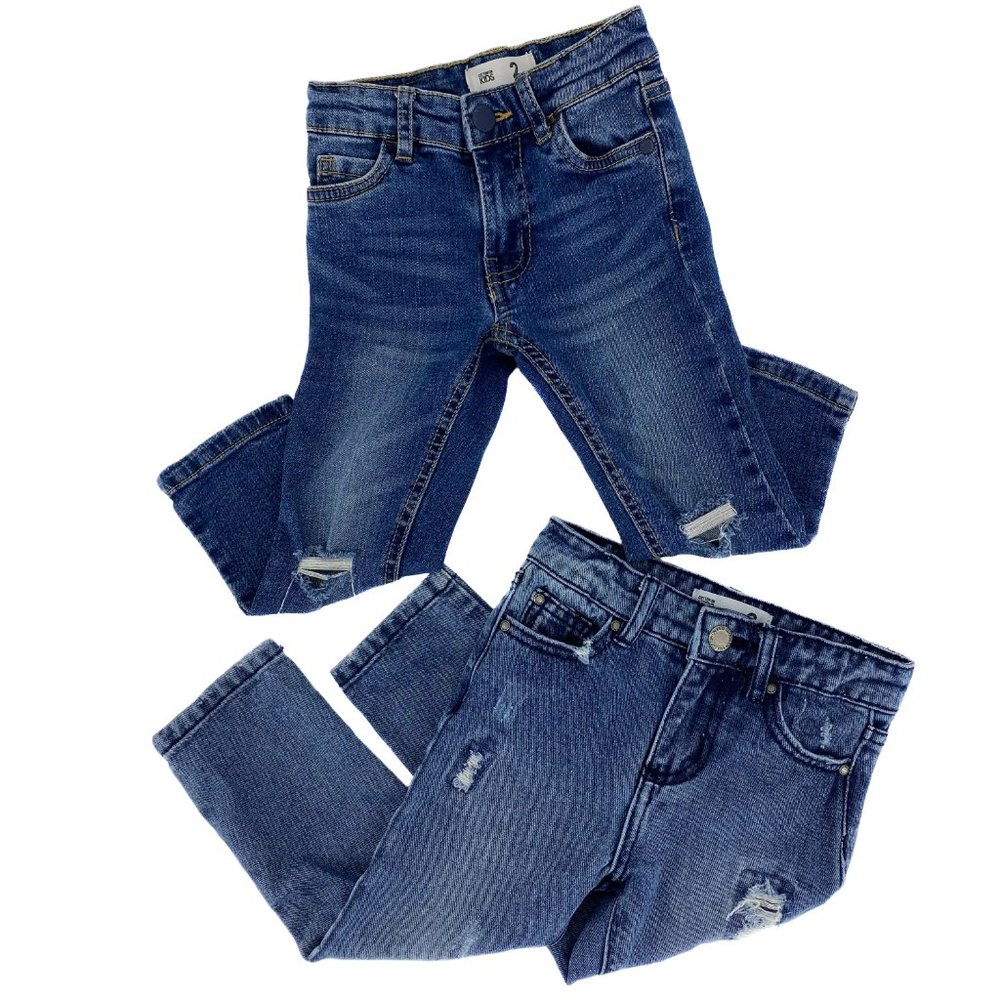 COTTON:ON KIDS Girls Toddler Distressed Denim Jeans Size 2 - Two Pair of Jeans